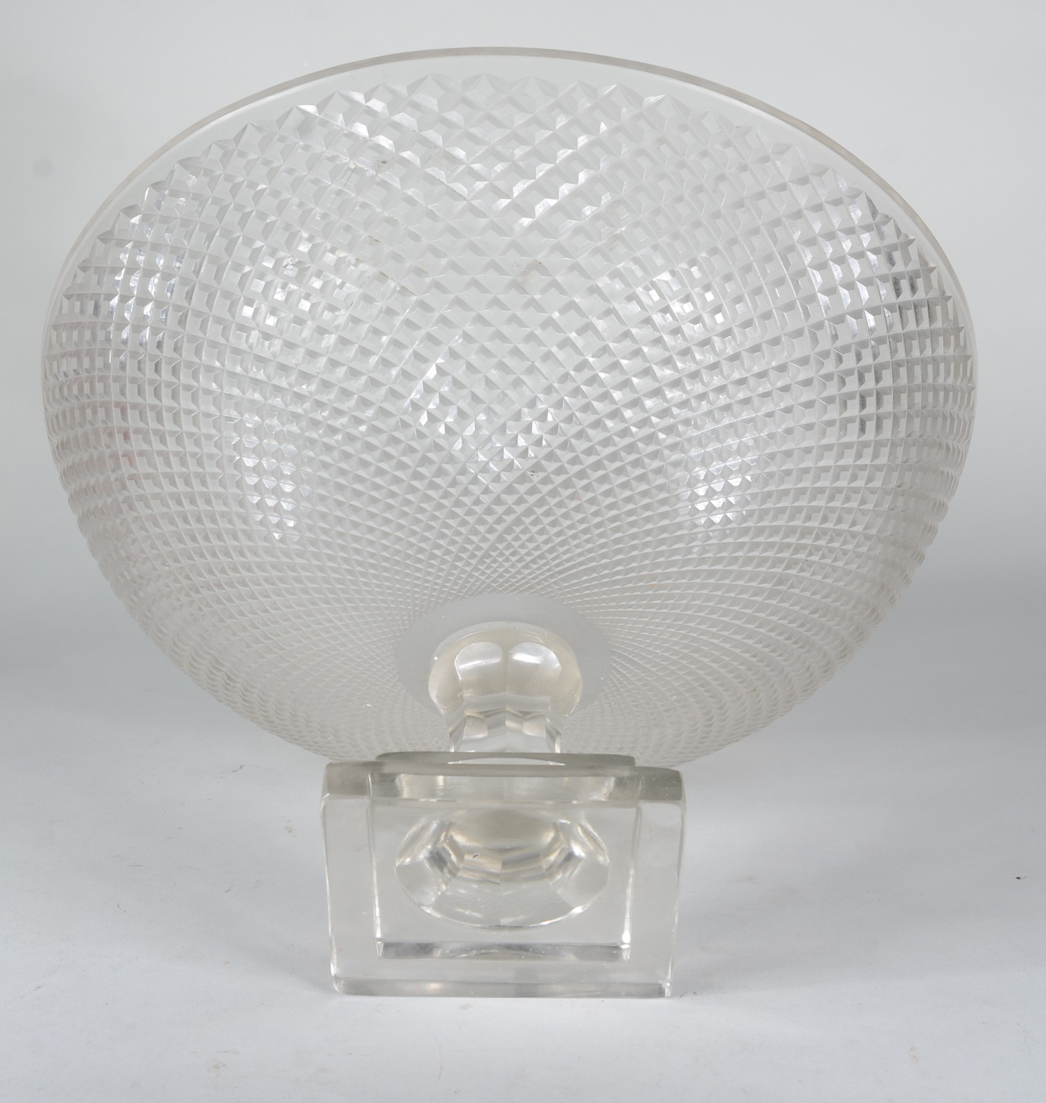 Fruteira/centro de mesa de cristal, lapidação "bico de jaca". - foto 7 de 7