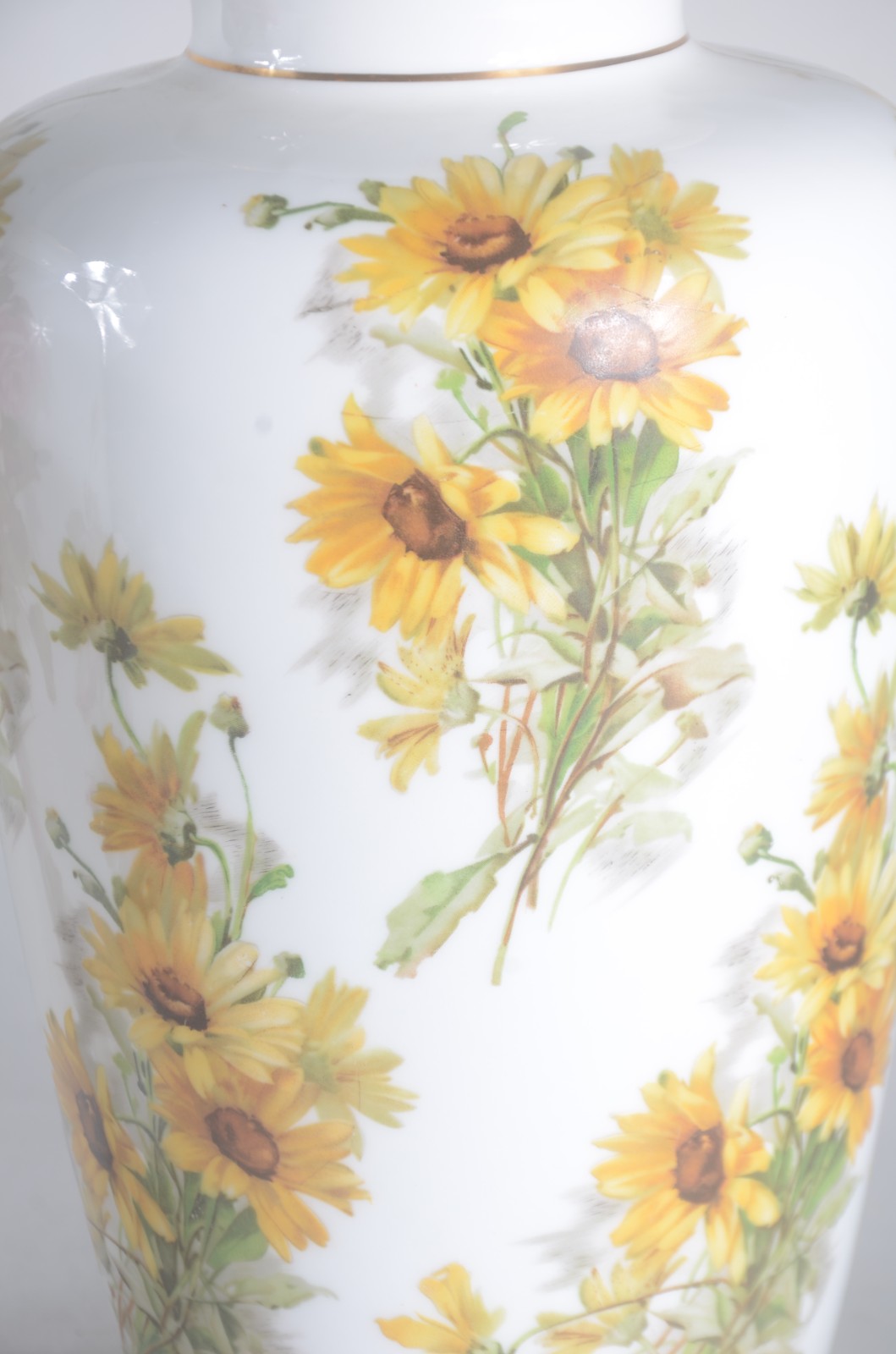 Par de vasos de porcelana, fundo branco com flores em policromia. Um... - foto 4 de 7