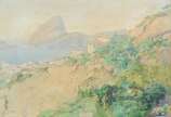 F. P. COLOM, Paisagem do Rio de Janeiro vista d... - Aquarela sobre papel - assinada e datada Rio, 1917. Com pequenos furos.