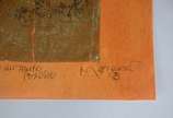 Nelson Leirner (1932-2020), Oferenda Para Um Te... - Colagem papel dourado com carimbos sobre papel de seda laranja - datado 1998.
