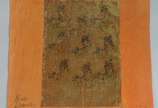 Nelson Leirner (1932-2020), Oferenda Para Um Te... - Colagem papel dourado com carimbos sobre papel de seda laranja - datado 1998.
