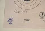 Nelson Leirner (1932-2020),  - Duas folhas papel “Official 25 Ft. Qualification Target (tiro ao alvo), com carimbos e colagens e uma dedicatória para Liane. Está dentro de um envelo
