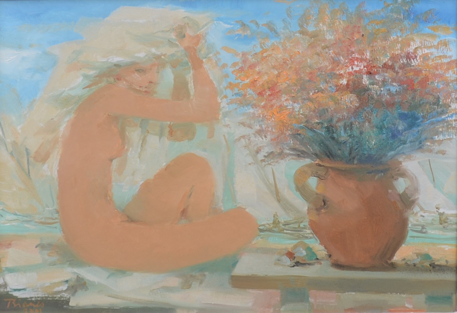 Enrico Bianco (1918-2013), Mulher com vaso de flores - foto 1 de 5