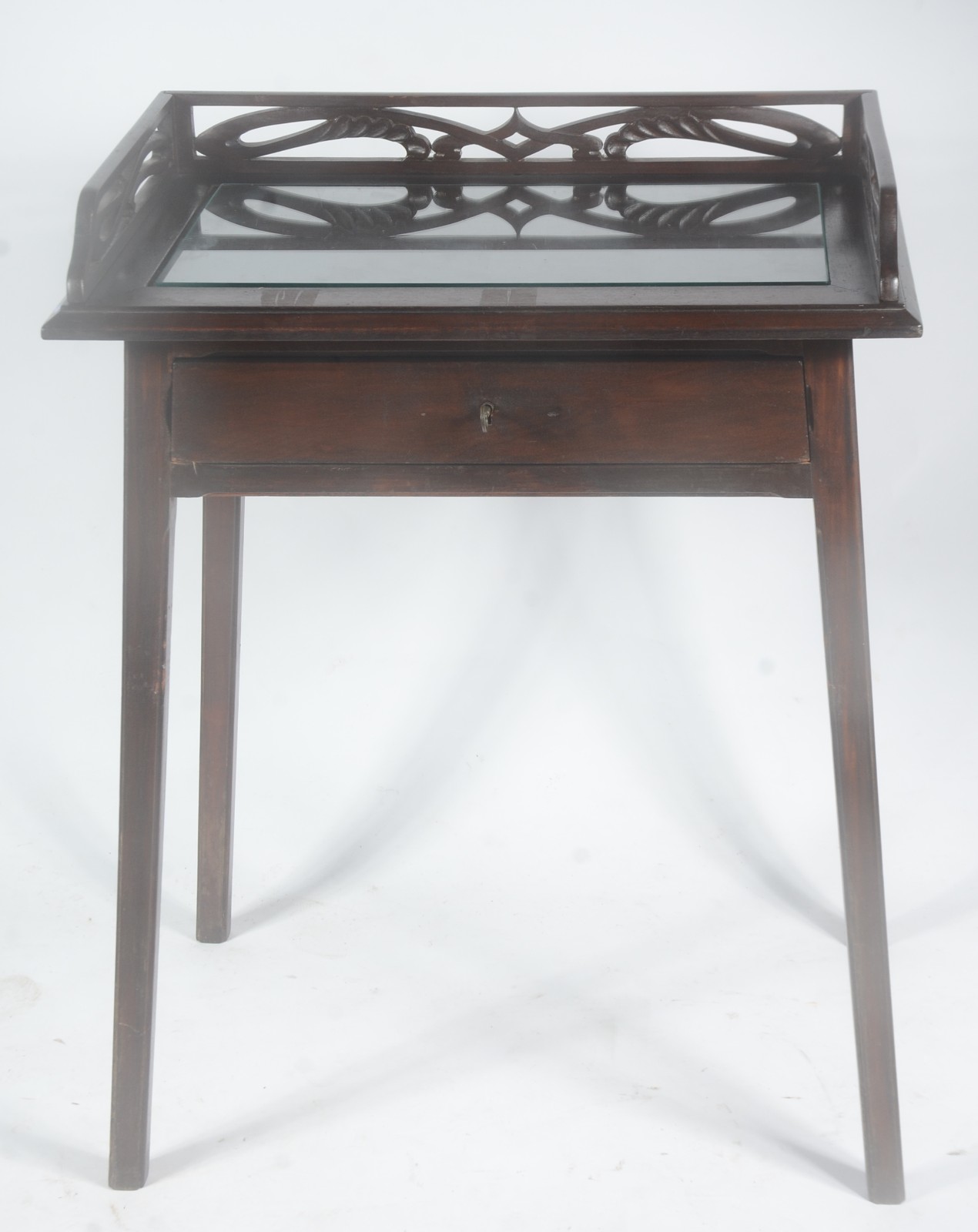 Mesa escrivaninha de madeira nobre, tampo com vidro. Acompanha... - foto 2 de 11