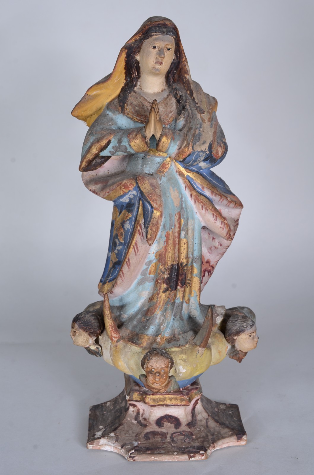 Nossa Senhora - imagem de madeira policromada e dourada (desgastes) - foto 1 de 10