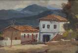 Edgard Oehlmeyer (1909-1967), Ouro Preto - Óleo sobre madeira.