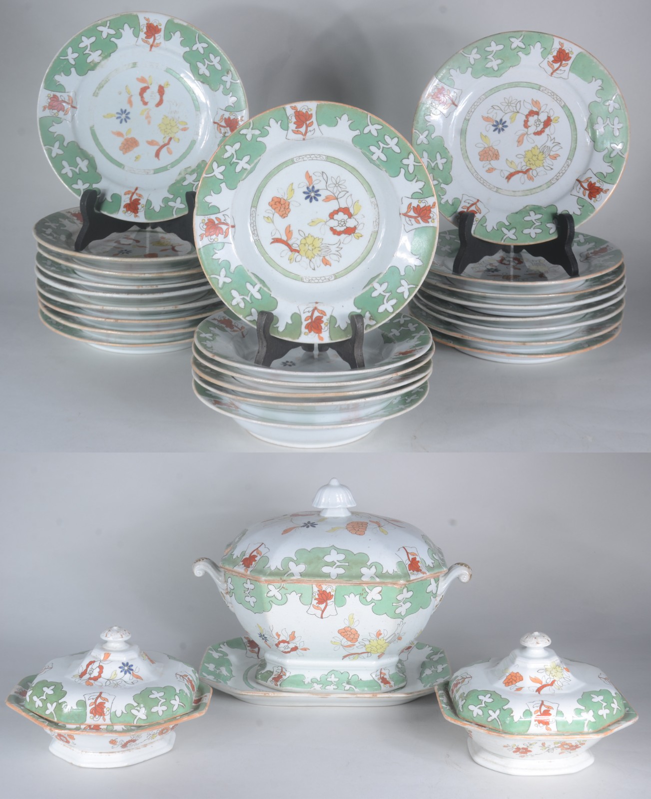 Aparelho de jantar de porcelana oriental "Mason's", decoração floral... - foto 1 de 11
