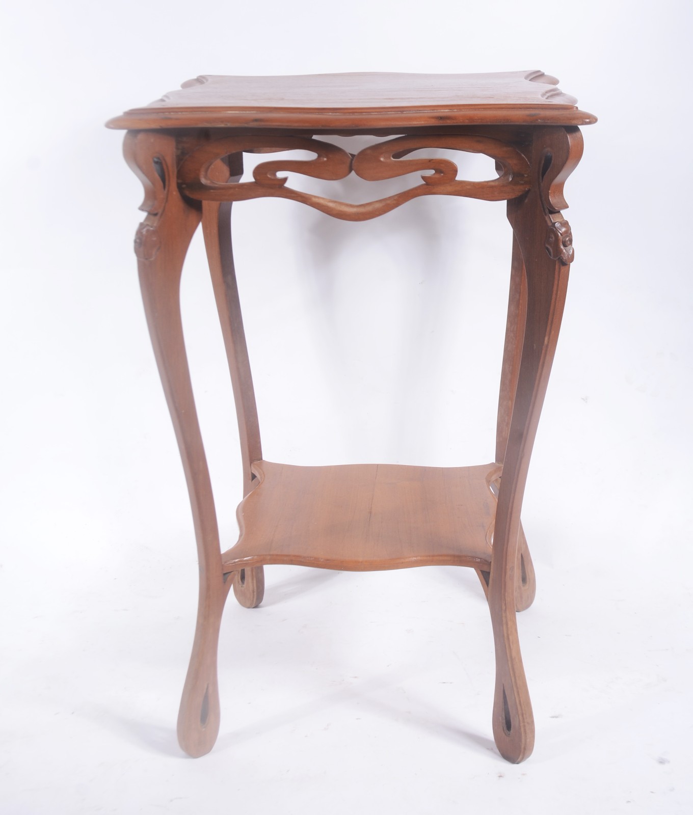 Mesa auxiliar de madeira nobre estilo Art Nouveau, saia com hastes... - foto 2 de 7