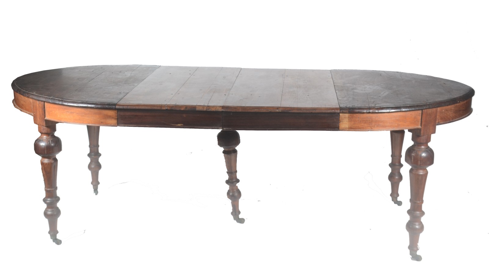 Mesa de jantar de madeira nobre, tampo feitio oval com 2 tabuas... - foto 1 de 10