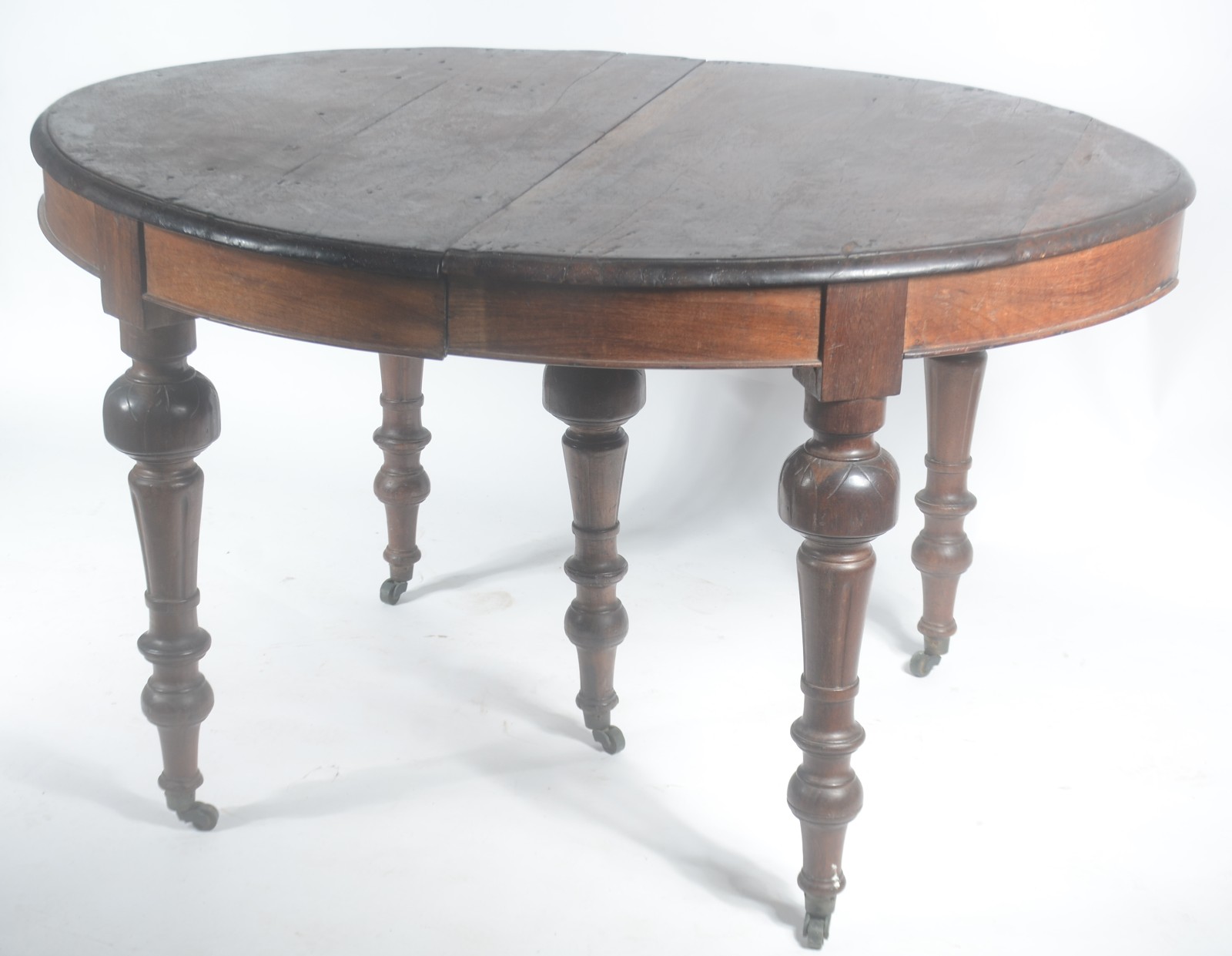Mesa de jantar de madeira nobre, tampo feitio oval com 2 tabuas... - foto 2 de 10