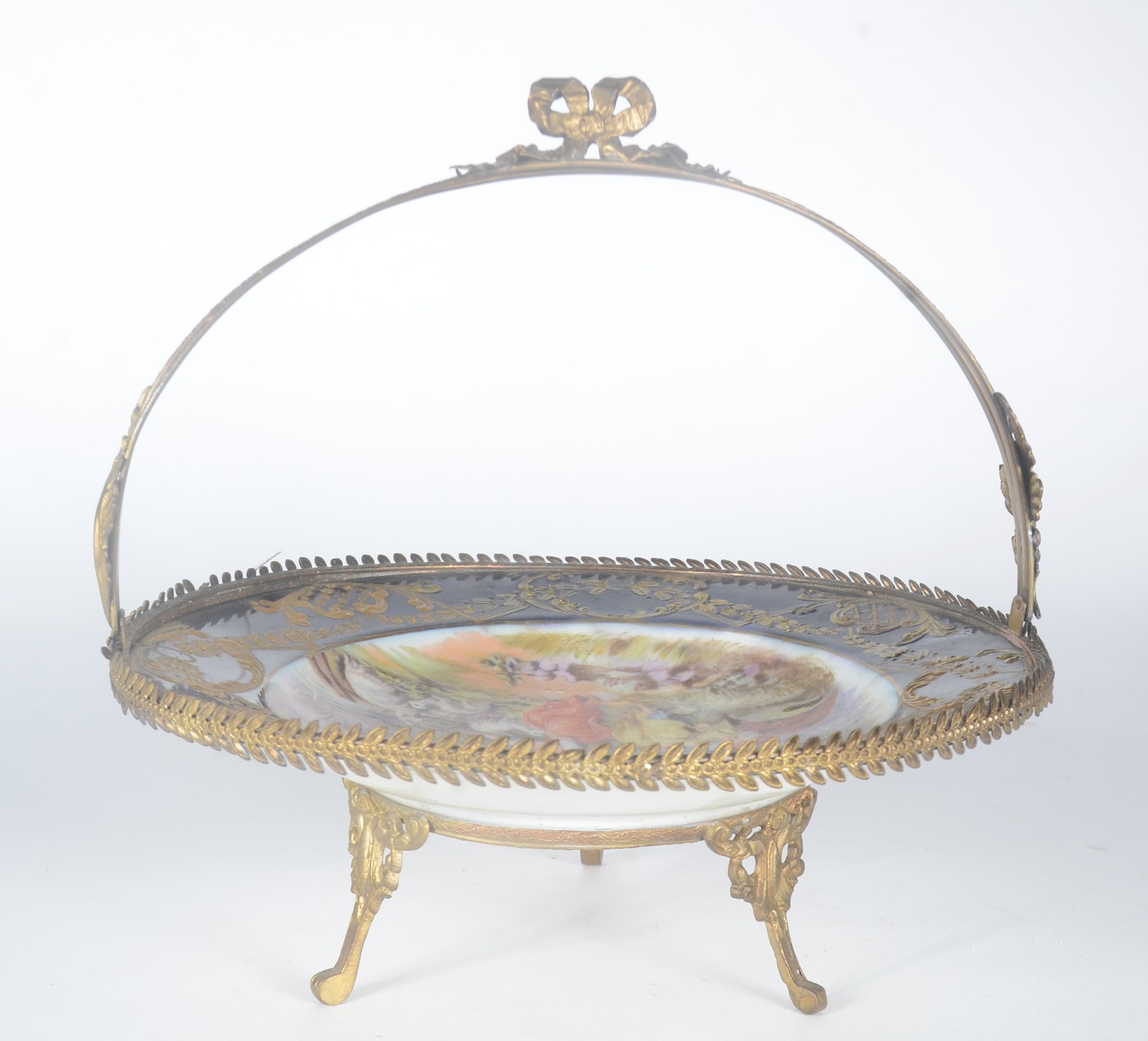 Centro de mesa/cesta de porcelana tcheca Epiag com alça de metal... - foto 3 de 7