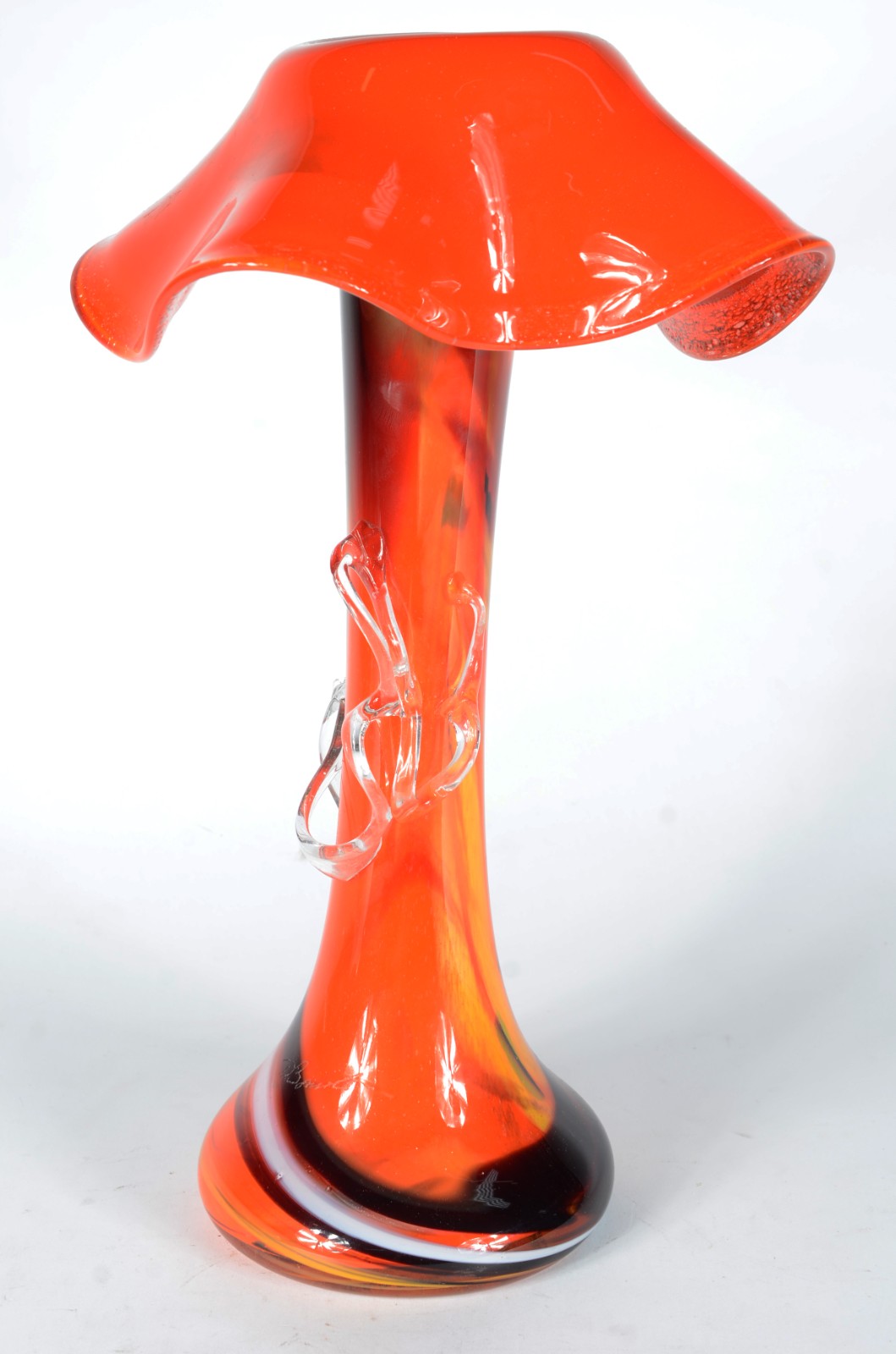 Vaso de vidro decorativo, assinado. - foto 4 de 7