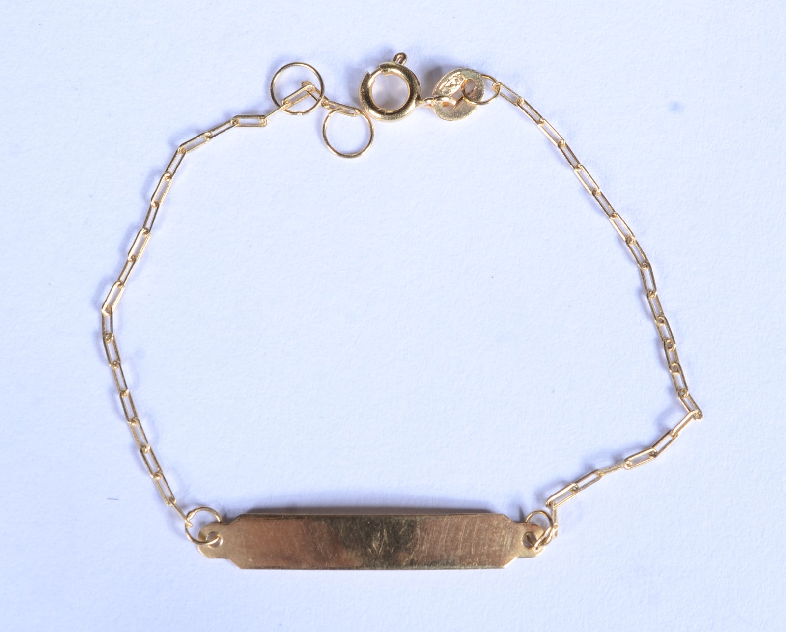 Pulseira para criança de ouro 18 k., contraste 750 com placa. (Por... - foto 1 de 4
