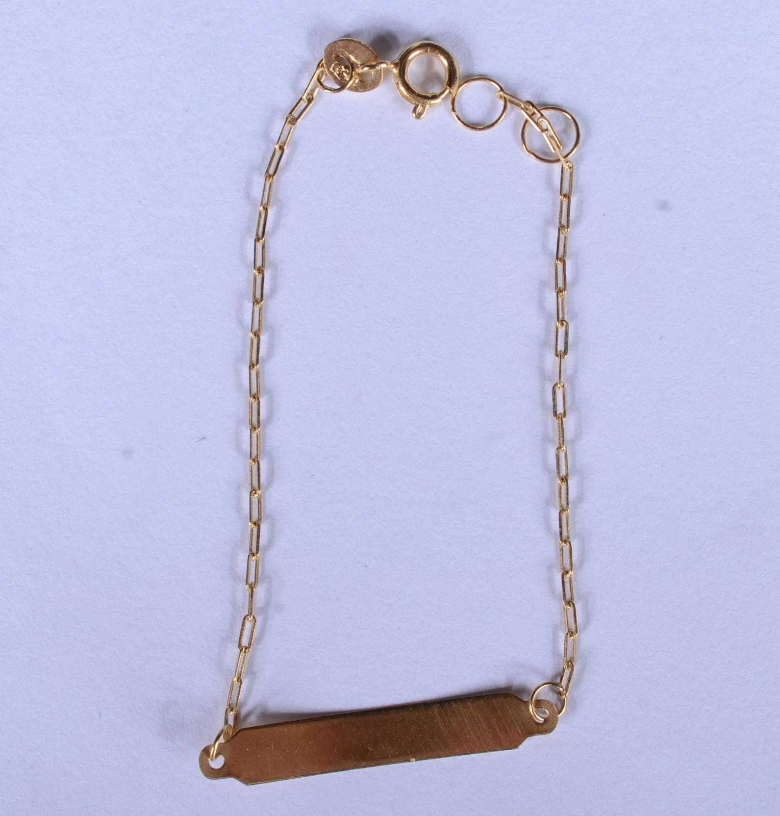 Pulseira para criança de ouro 18 k., contraste 750 com placa. (Por... - foto 2 de 4