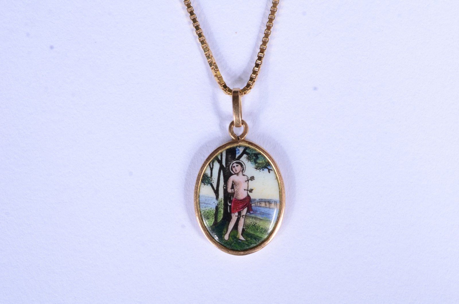 Colar de ouro 18 k., contraste 750 feitio italiano com pendente de... - foto 1 de 7