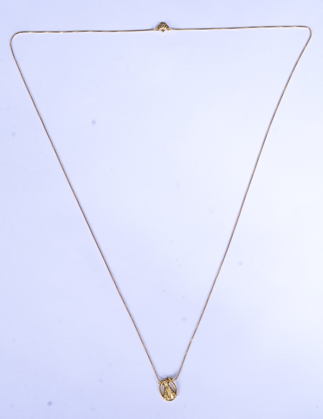 Colar de ouro 18 k., contraste 750 com pendente de Nossa Senhora... - foto 2 de 8