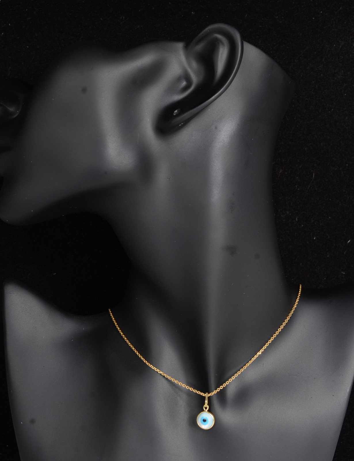 Colar de ouro 18 k., contraste 750 com pendente de olho grego. (Por... - foto 5 de 7