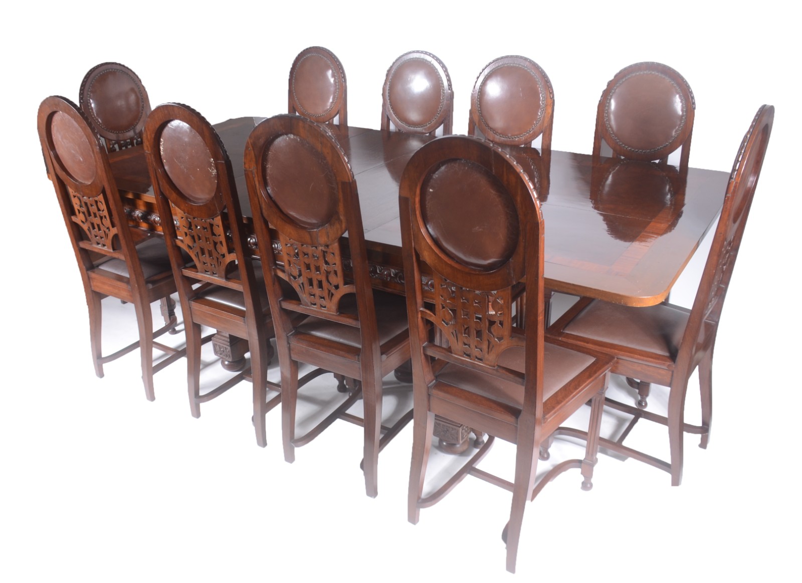 Conjunto para sala de jantar, composto de mesa de madeira nobre... - foto 1 de 10