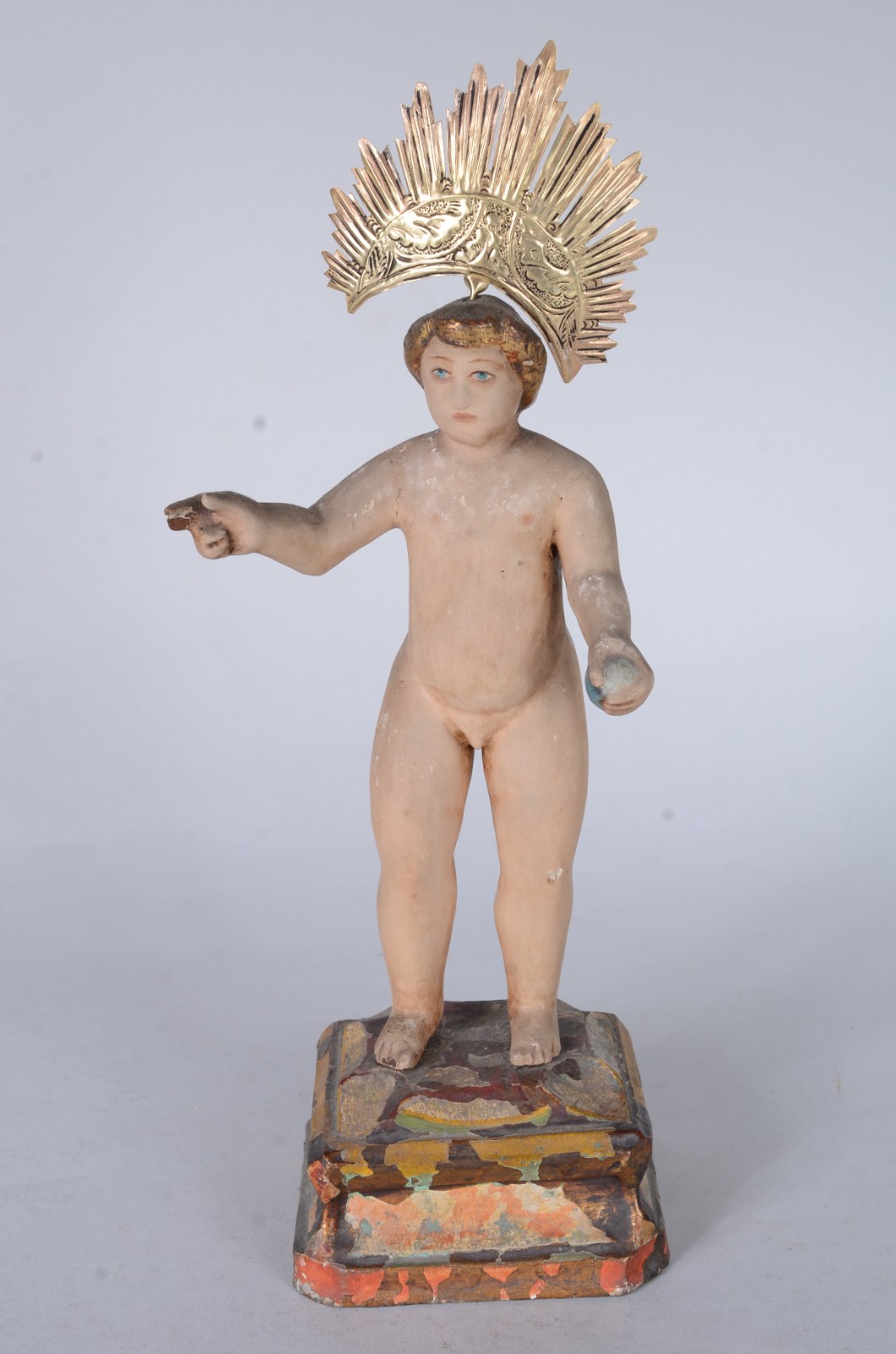 Menino Deus - Antiga Imagem em madeira policromada com resplendor de... - foto 2 de 8