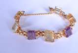 Pulseira de ouro 16 k., pedras brasileiras. (Po... - Pulseira de ouro 16 k., pedras brasileiras. (Por motivos de segurança a peça não se encontra na loja).