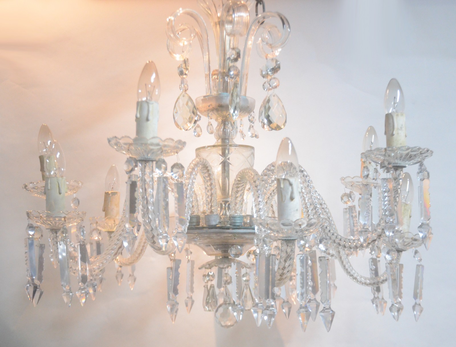 Lustre de cristal para 10 luzes, pingentes lapidados. - foto 1 de 9