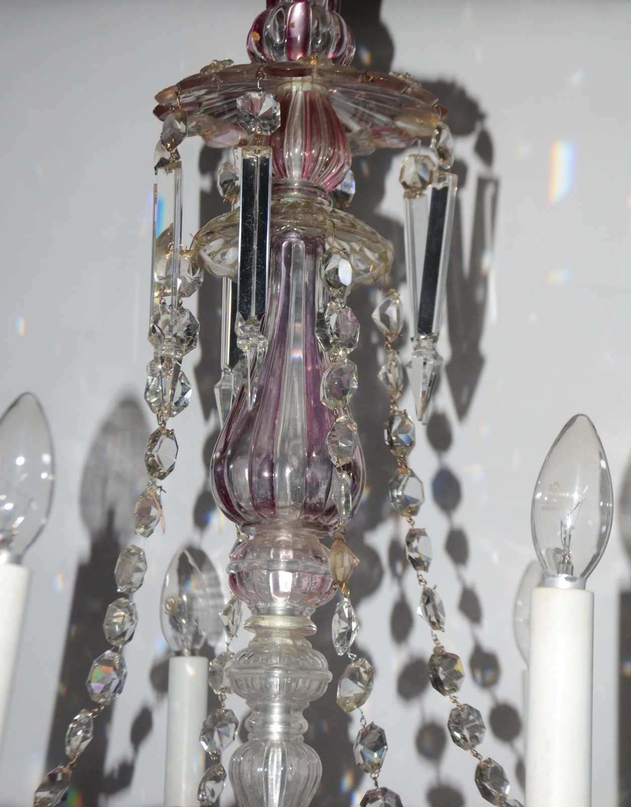 Lustre de cristal doublé rosa para 8 luzes, bobeches com bordas... - foto 6 de 8