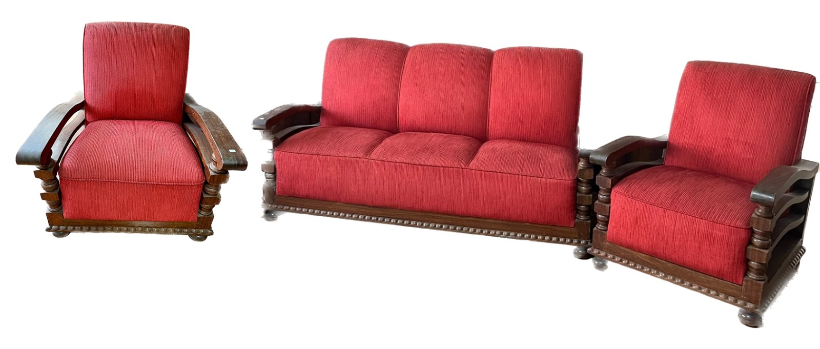 Conjunto de sofá para tres lugares e par de poltronas com braços de... - foto 1 de 2
