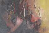 Assinatura não identificada, Abstrato - Óleo sobre madeira.