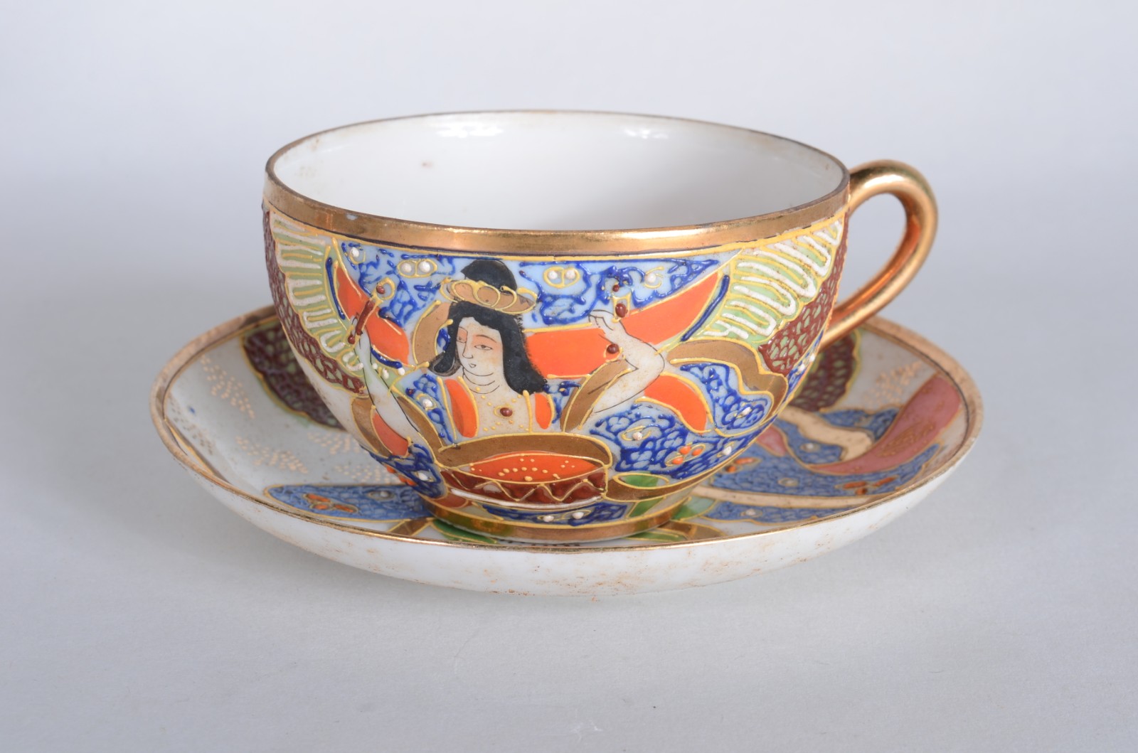 Serviço de chá de porcelana japonesa G.M., decorada com gueixas em... - foto 2 de 8