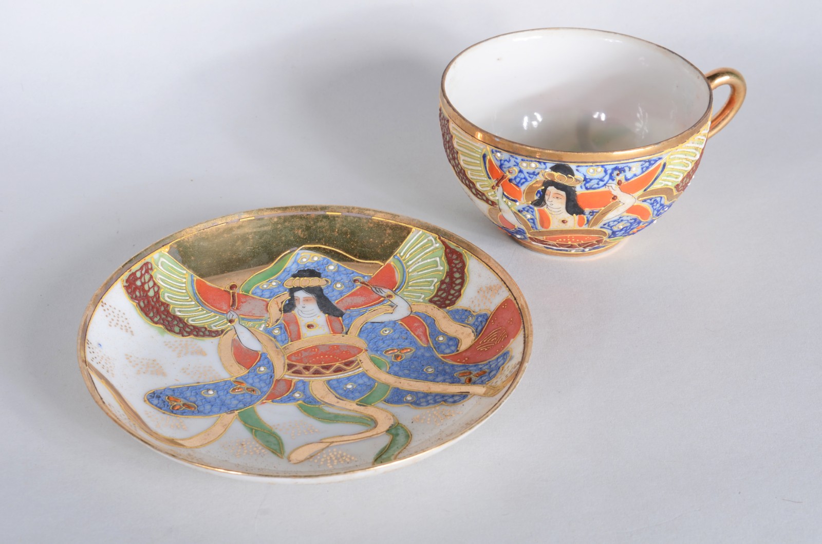 Serviço de chá de porcelana japonesa G.M., decorada com gueixas em... - foto 3 de 8