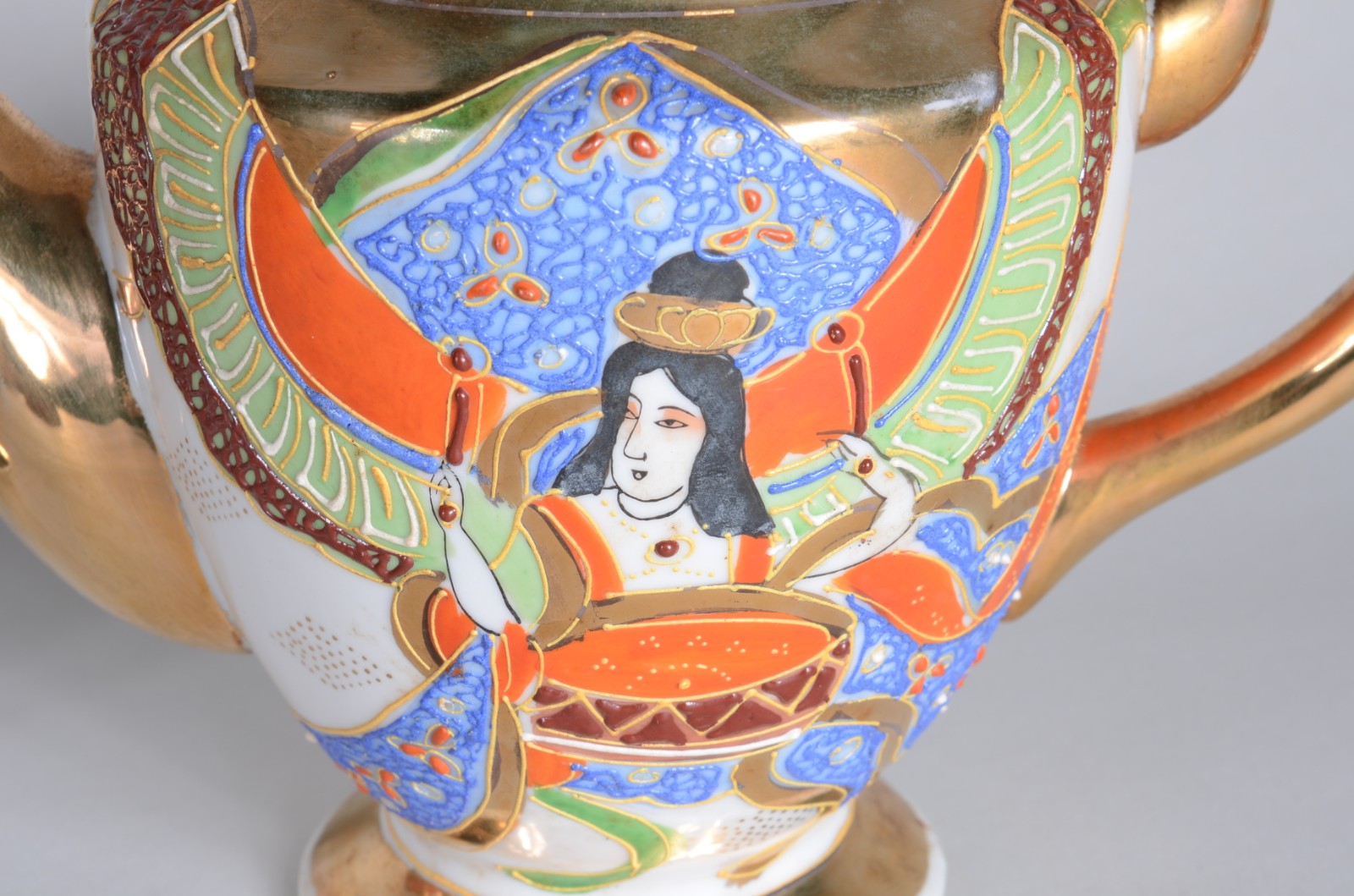 Serviço de chá de porcelana japonesa G.M., decorada com gueixas em... - foto 6 de 8