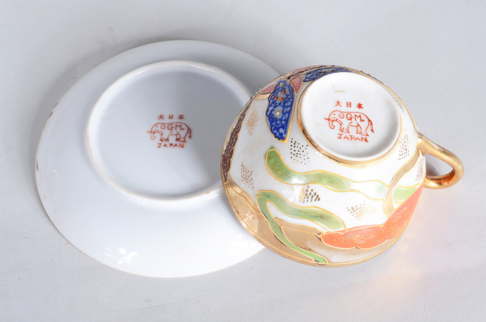 Serviço de chá de porcelana japonesa G.M., decorada com gueixas em... - foto 7 de 8