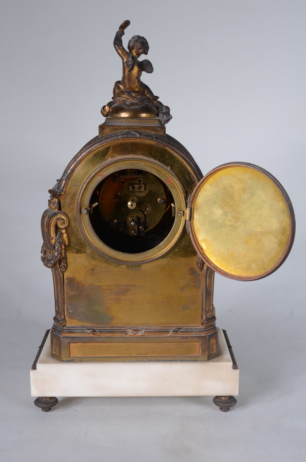 Relógio de mesa de bronze francês "Chardon" encimado por figura de... - foto 7 de 9