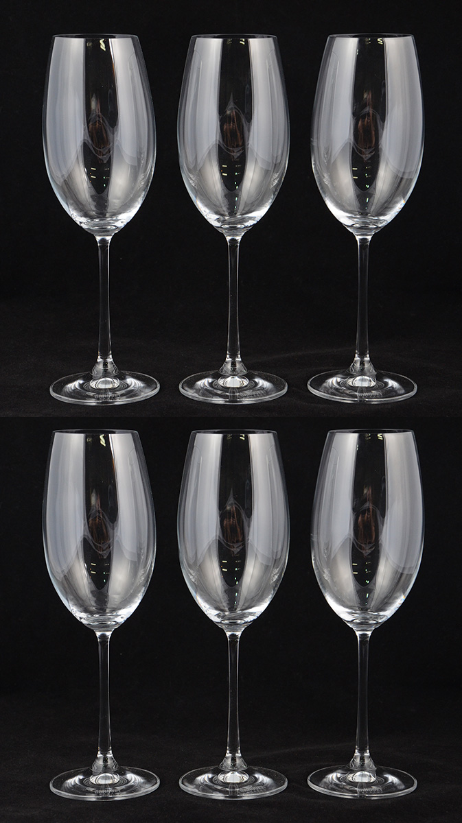 Seis cálices para vinho branco de cristal da Bohemia, 460 ml.