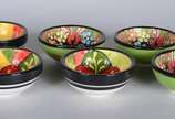Cerámica Del Río Salado (1969),  - Seis bowls de cerâmica espanhola pintada á mão.