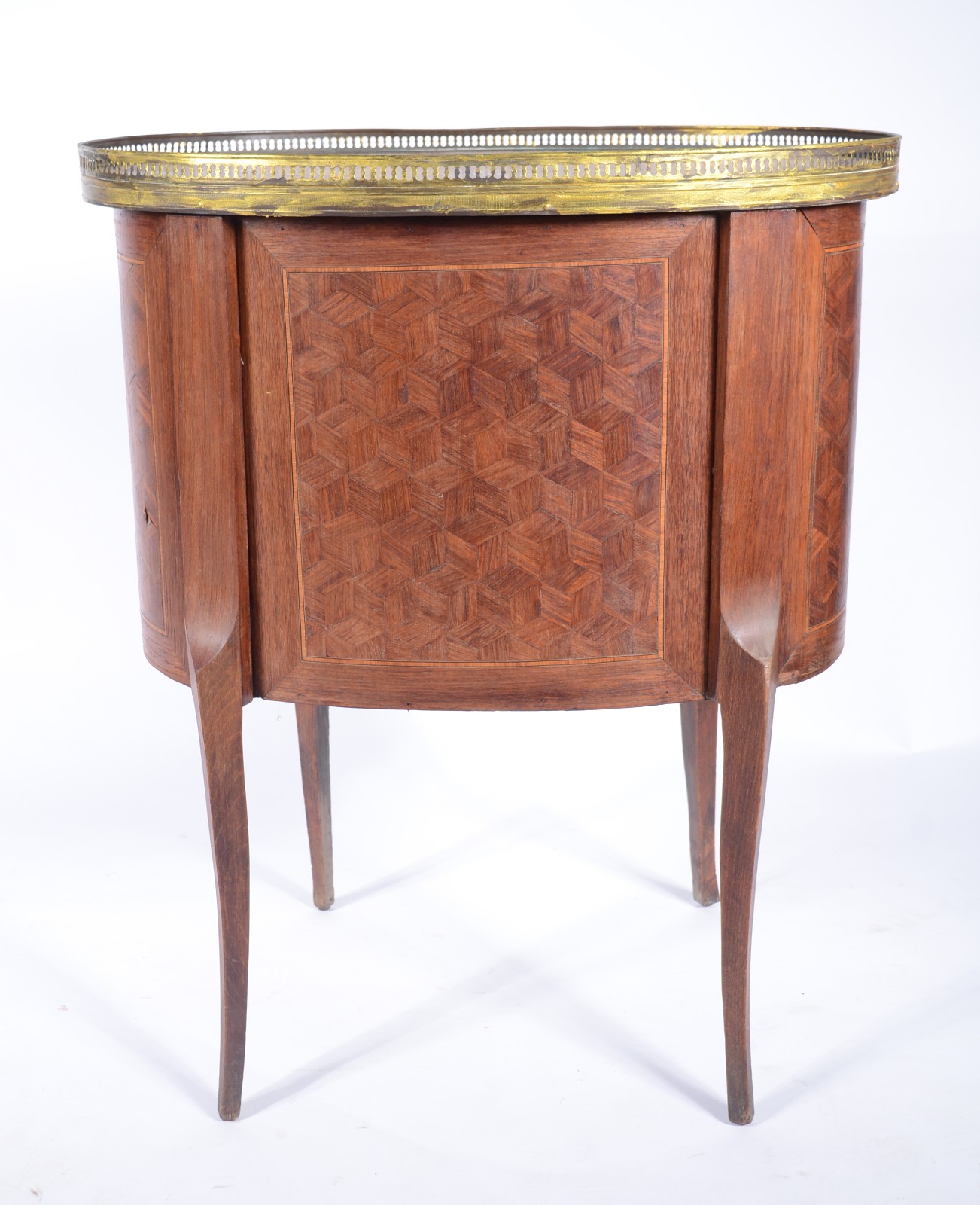Mesa auxiliar de madeira nobre feitio oval, estilo frances, tampo de... - foto 8 de 11