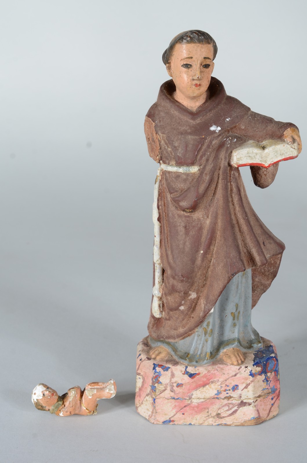 Santo Antônio com menino - Antiga Imagem de madeira policromada... - foto 6 de 7