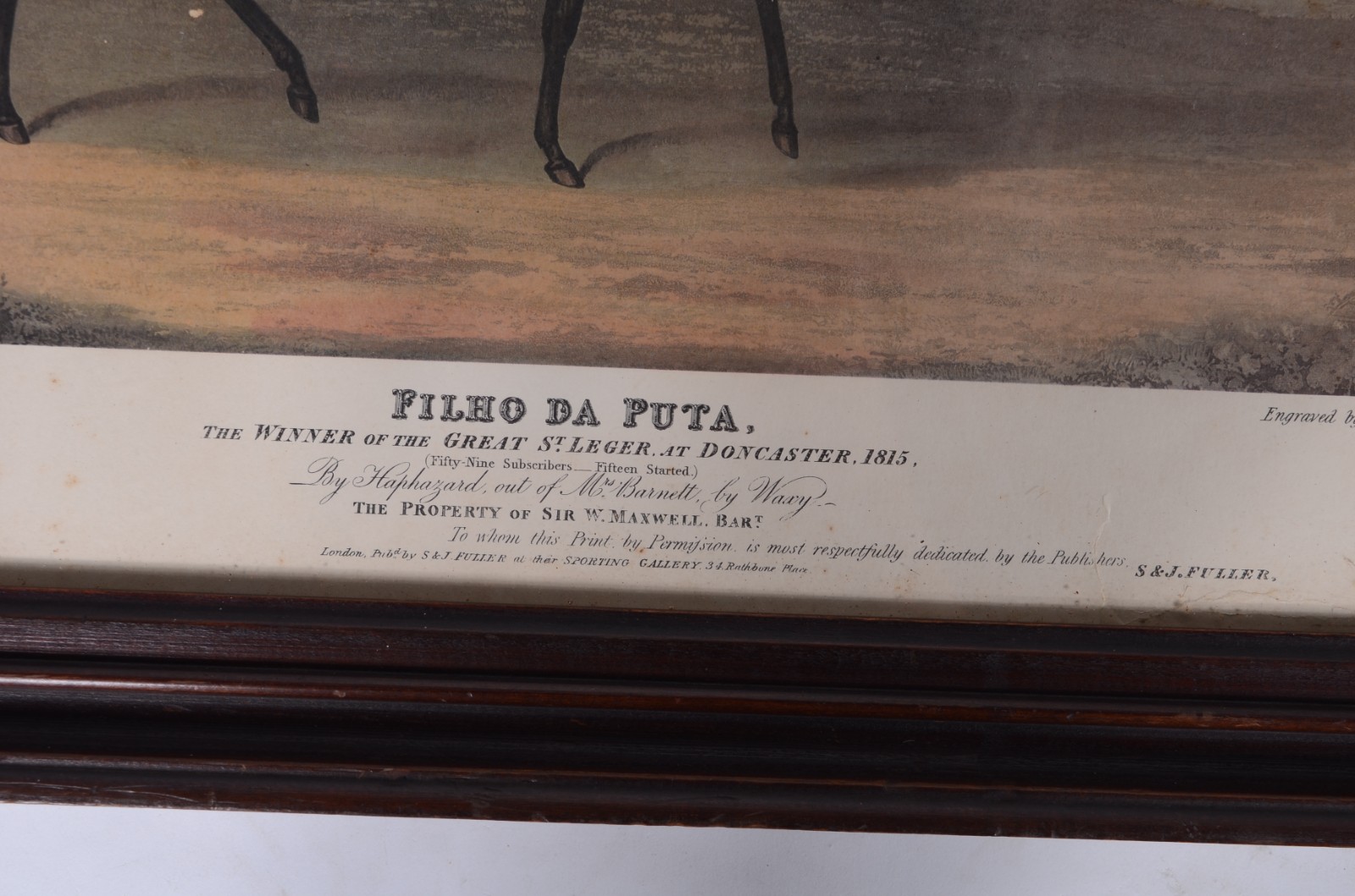 Gravura do cavalo ingles "Filho da Puta". Pequenos desgastes e pontos... - foto 3 de 6
