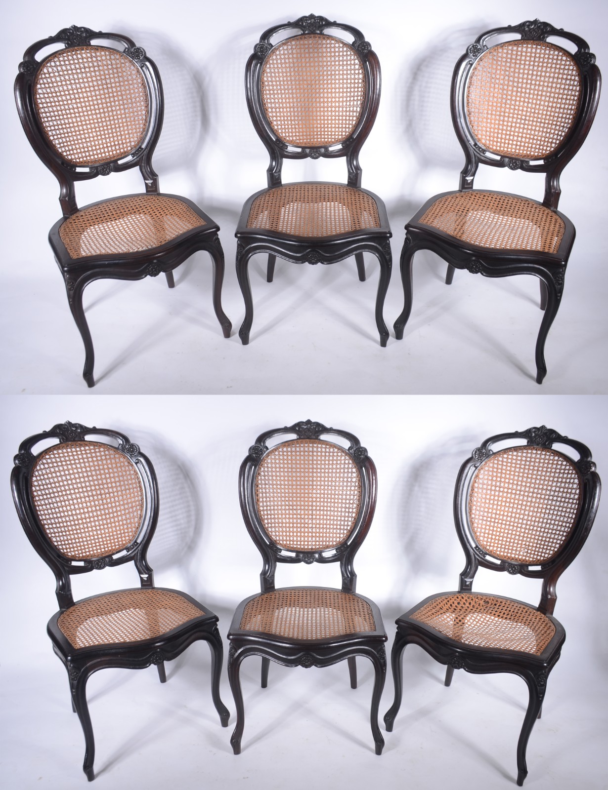Conjunto com 6 cadeiras de jacarandá modelo "medalhão duplo"... - foto 1 de 11