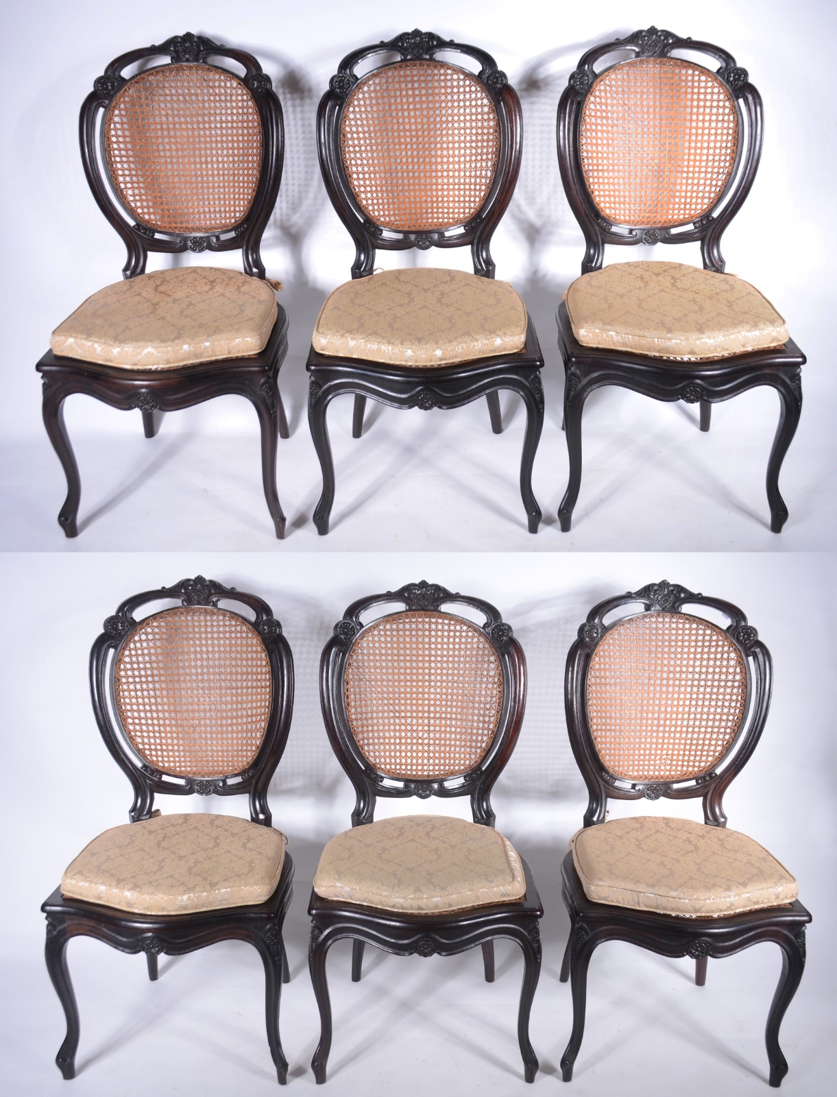 Conjunto com 6 cadeiras de jacarandá modelo "medalhão duplo"... - foto 2 de 11