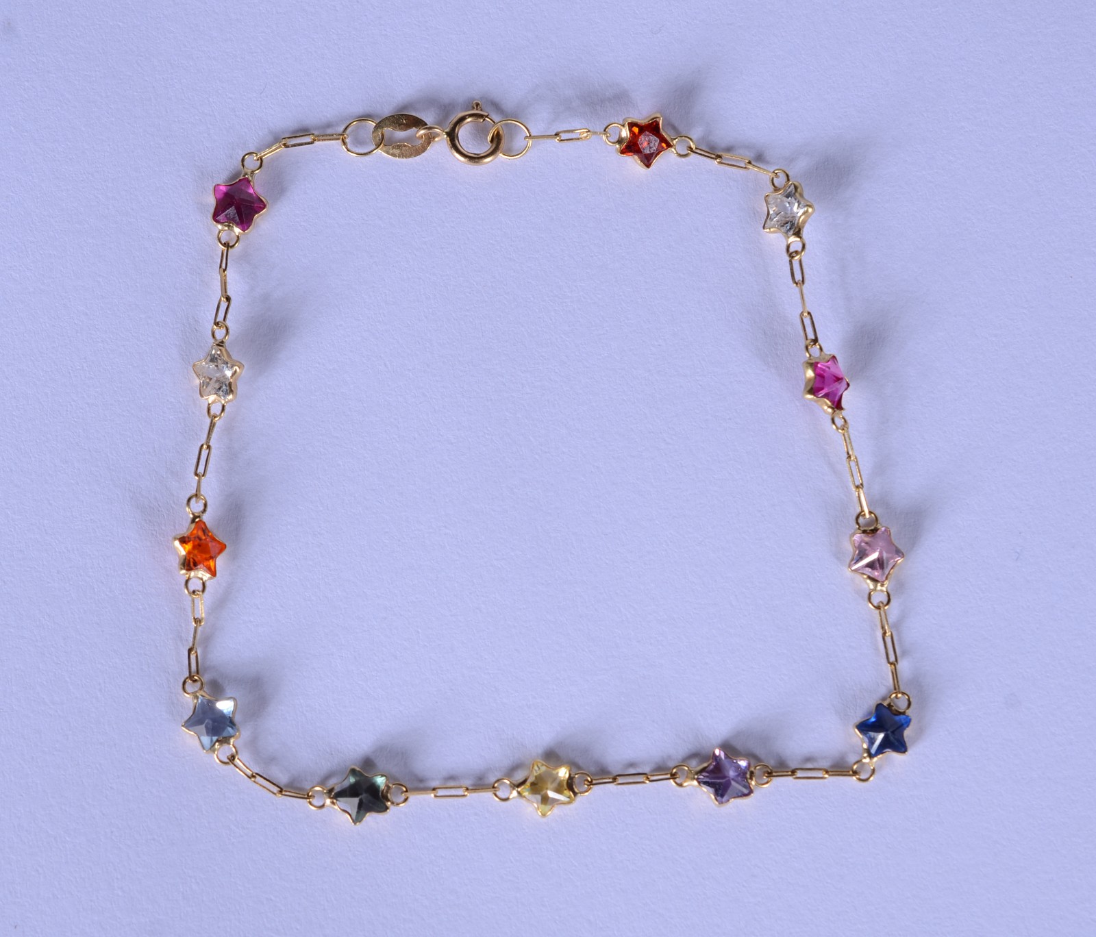 Pulseira de ouro 18 k., contraste 750 com pedras coloridas. (Por... - foto 1 de 4