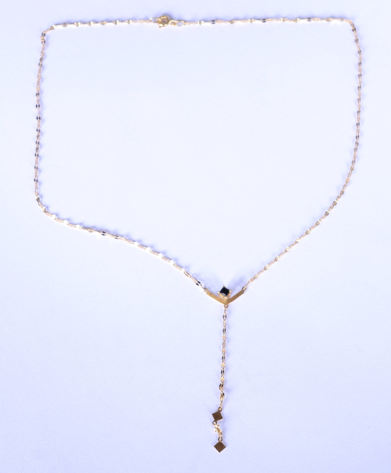 Colar de ouro 18 k., contraste 750 mls com pendente de pedra azul... - foto 5 de 10