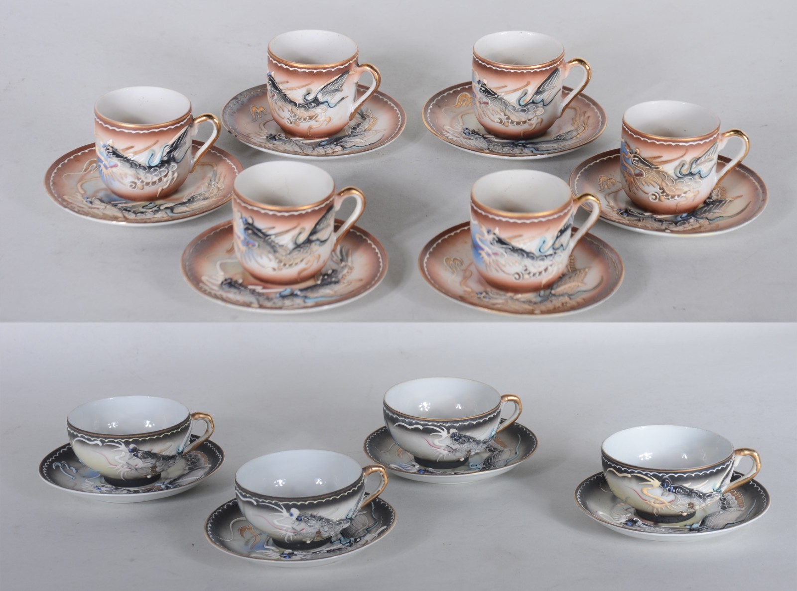 Parte de serviço de porcelana oriental, sendo: 6 xícaras de café e 4... - foto 1 de 8