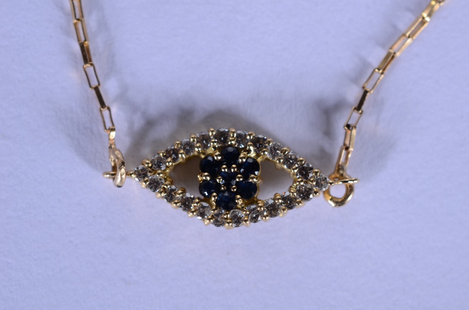 Colar com pendente Olho grego de ouro 18 k., contraste 750 mls. (Por... - foto 2 de 5