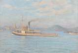 Gustavo Dall'Ara (1865-1923), Barcos na Baía de... - Óleo sobre tela. Reentelado.