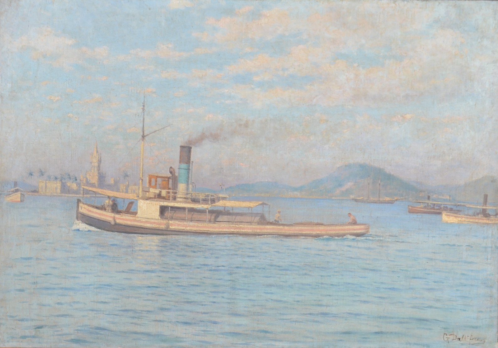 Gustavo Dall'Ara (1865-1923), Barcos na Baía de Guanabara com Ilha Fiscal ao fundo - foto 1 de 6