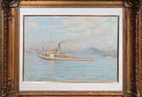 Gustavo Dall'Ara (1865-1923), Barcos na Baía de... - Óleo sobre tela. Reentelado.