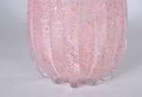 Vaso de vidro decorativo na cor rosa com gomos. - Vaso de vidro decorativo na cor rosa com gomos.