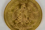 Grande moeda MEXICANA de  ouro  18 ct . Inscriç... - Grande moeda MEXICANA de  ouro  18 ct . Inscrições  50 pesos - 37,5 g  oro puro. 1821/1945