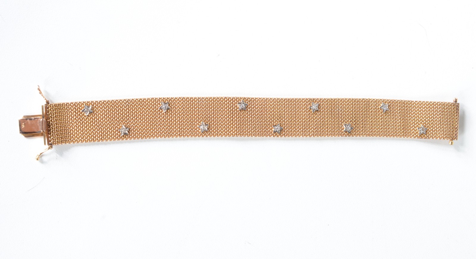 Pulseira de ouro 18 k., contraste 750 mls com estrelas e brilhantes... - foto 3 de 10